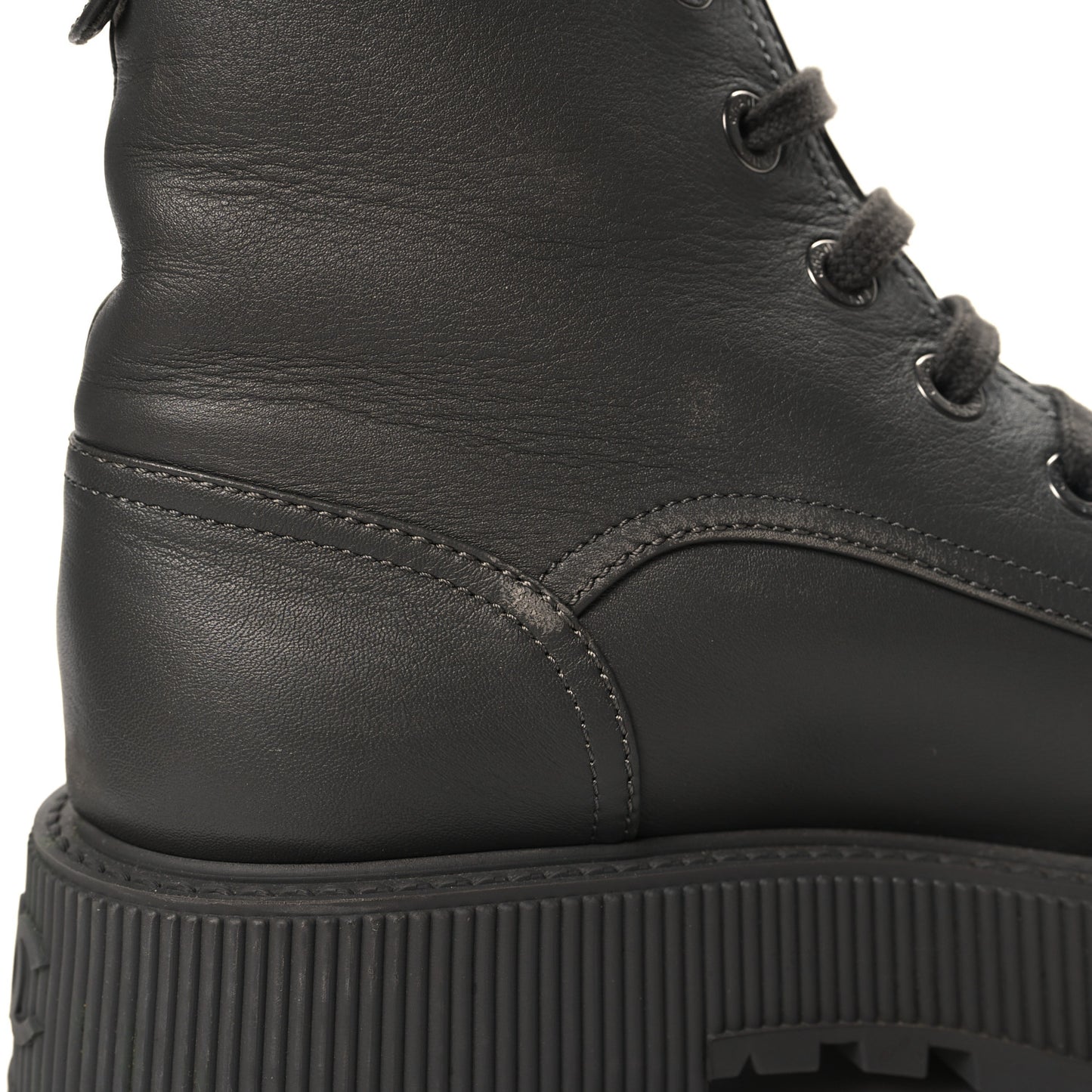 Calfskin CC Lace Up Combat Boots 38.5 Gray
