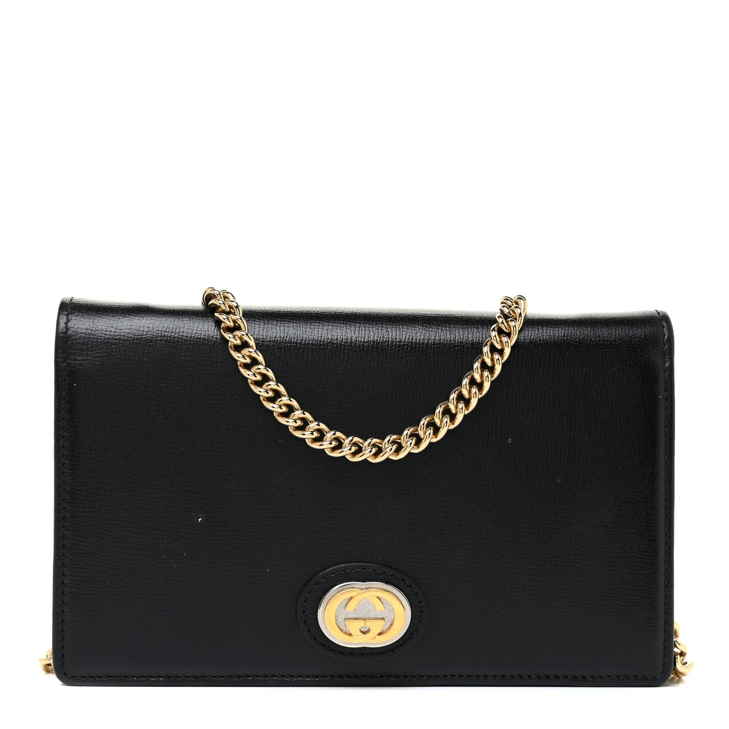Azalea Calfskin Marina Chain Wallet Black