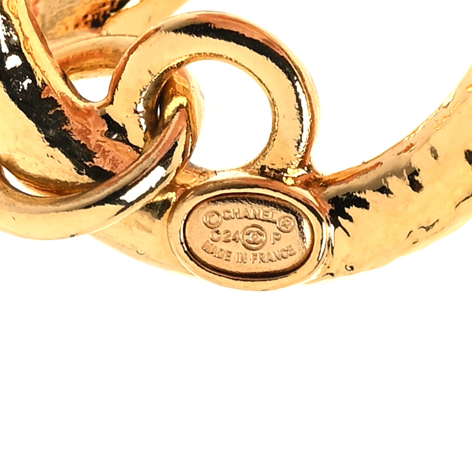 Chanel Quilted CC Logo Hoop Earrings Gold 4 of 5