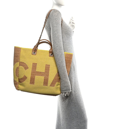 Chanel Mixed Fibers Large Shopping Bag Yellow Brown 2 of 10