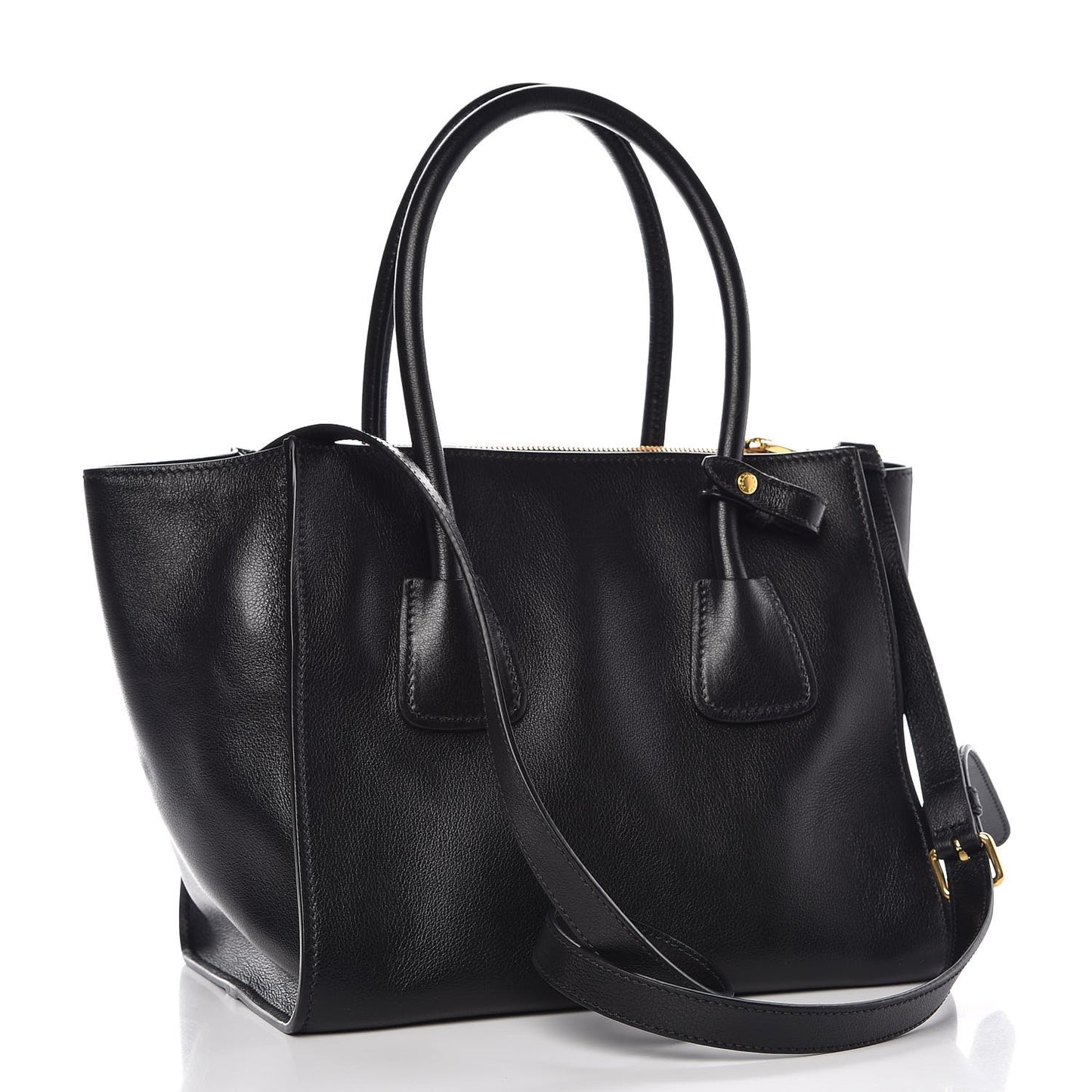 Glace Calf Twin Pocket Tote Black