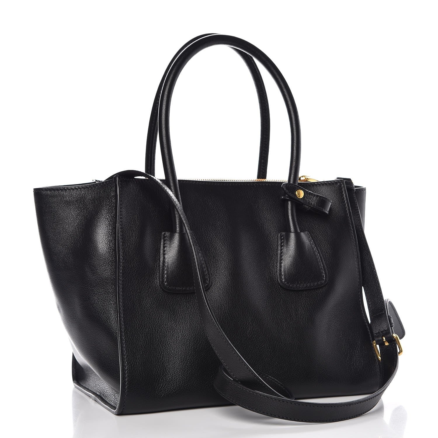 Prada Glace Calf Twin Pocket Tote Black 4 of 8
