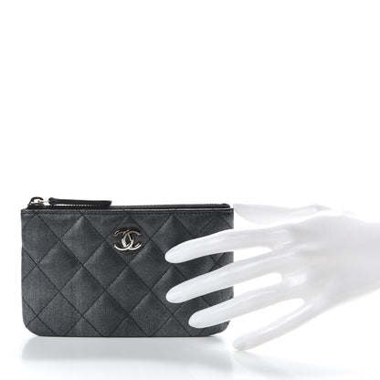 Chanel Metallic Goatskin Quilted Small Cosmetic Case Dark Grey 2 of 8