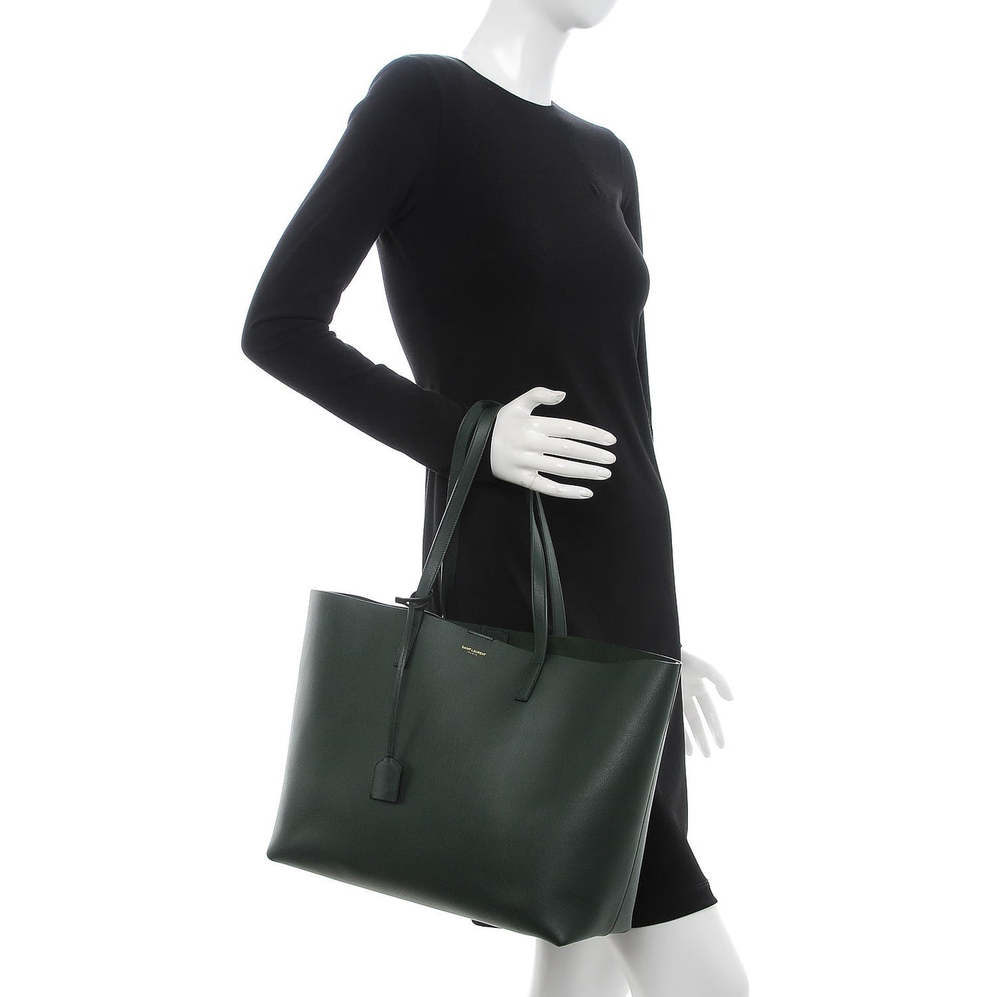 Calfskin Large Shopping Tote Dark Green