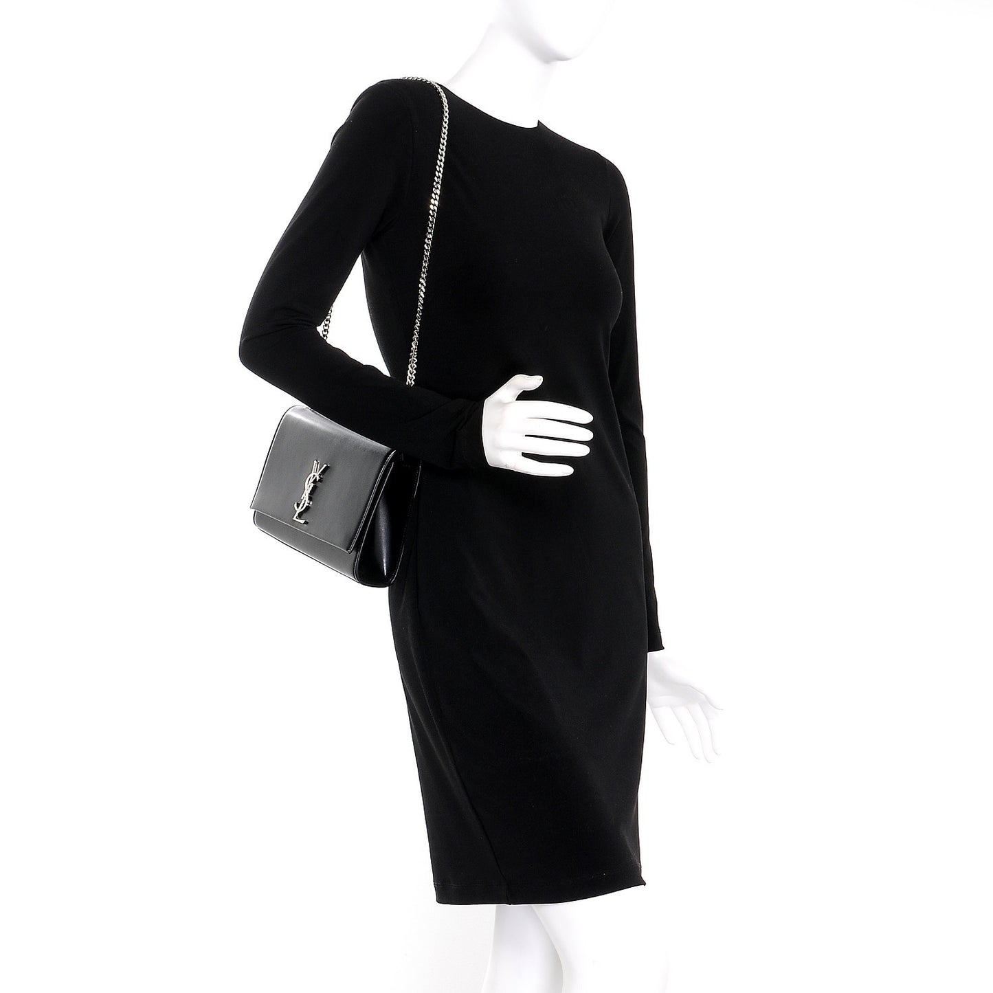 Smooth Calfskin Medium Monogram Kate Satchel Black