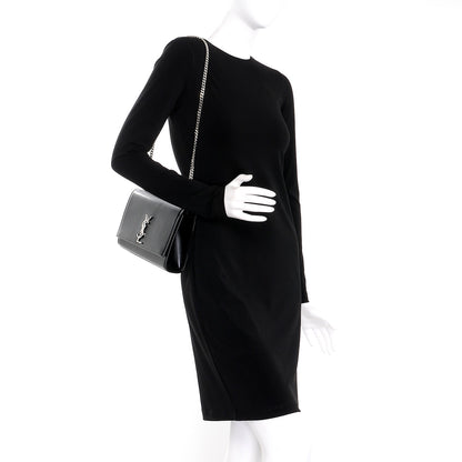 Saint Laurent Smooth Calfskin Medium Monogram Kate Satchel Black 2 of 8