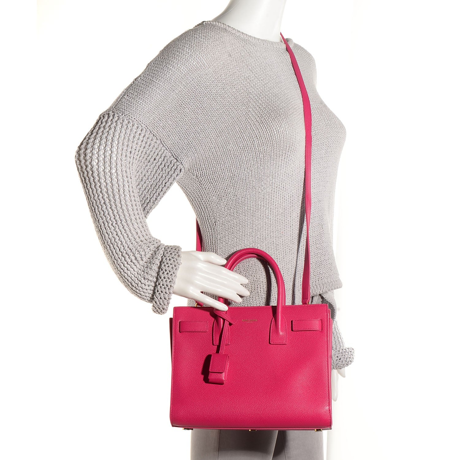 Saint Laurent Calfskin Baby Sac De Jour Lipstick Fuchsia 2 of 8