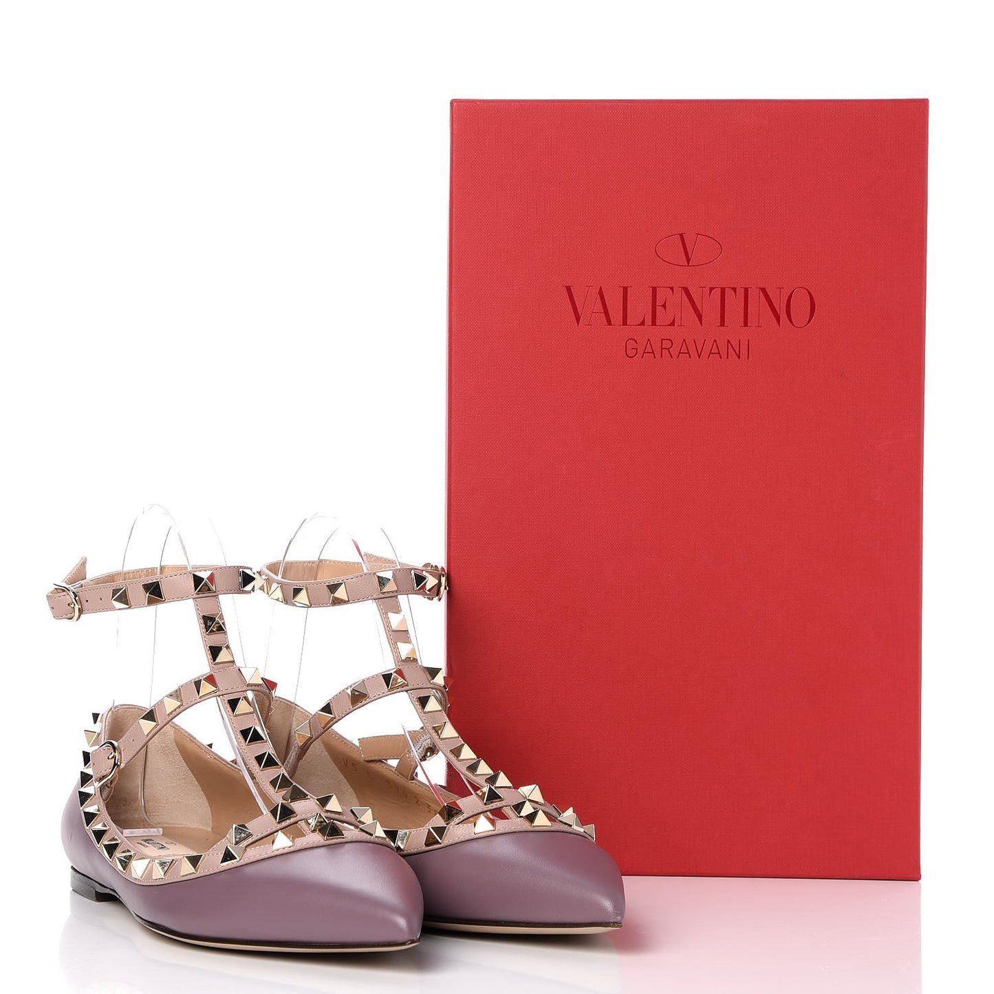 Nappa Rockstud Cage Ballerina Flats 38.5 Dark Mauve Poudre