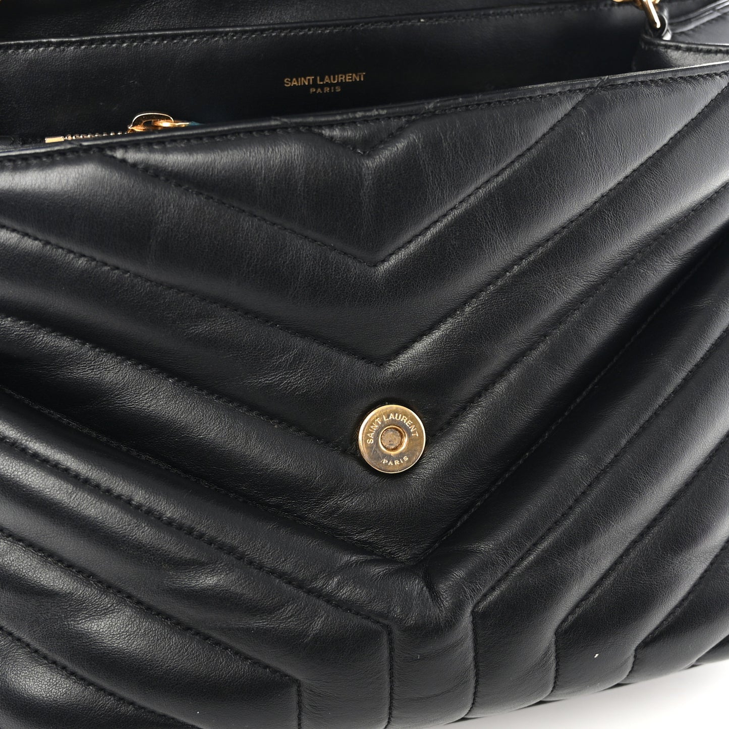Calfskin Y Quilted Monogram Medium Loulou Chain Satchel Black