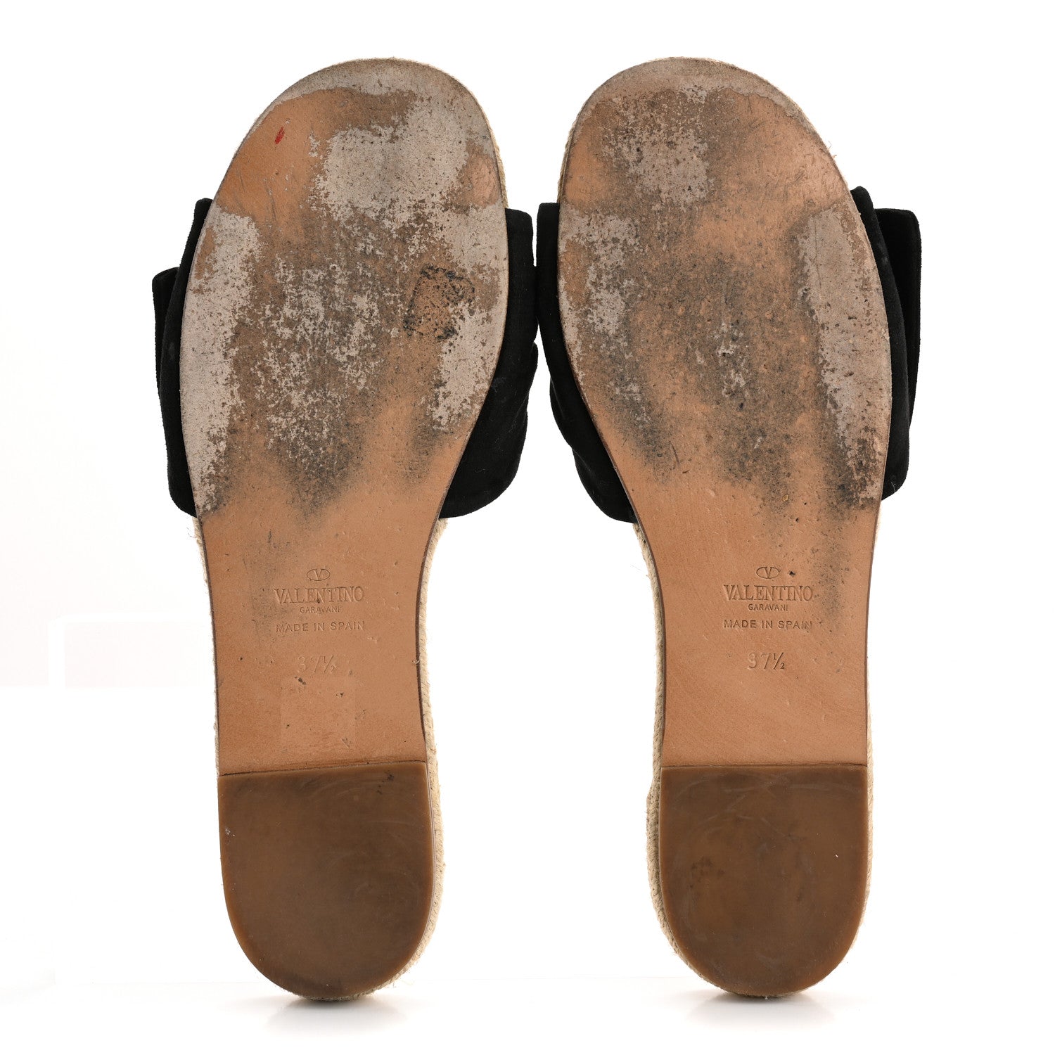 Valentino Garavani Suede Tropical Bow Espadrille Flat Slide Sandals 37.5 Black 6 of 15