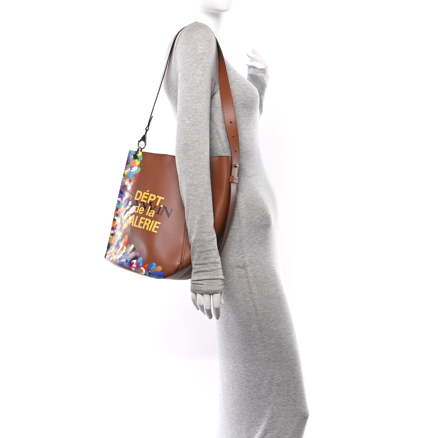 X Gallery Dept. Calfskin Medium Hook Bag Camel Multicolor