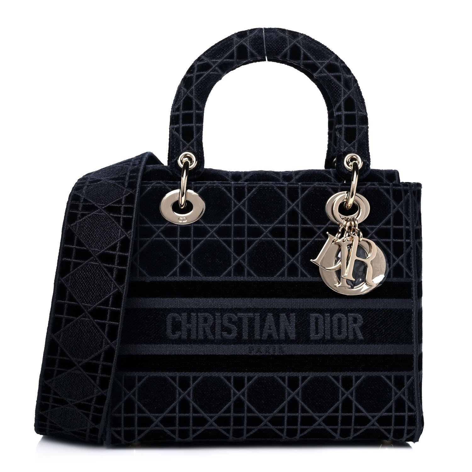 Christian Dior Velvet Cannage Medium Lady D-Lite Blue 1 of 13