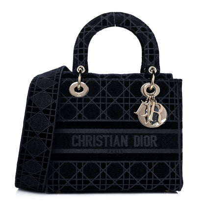 Christian Dior Velvet Cannage Medium Lady D-Lite Blue 1 of 13