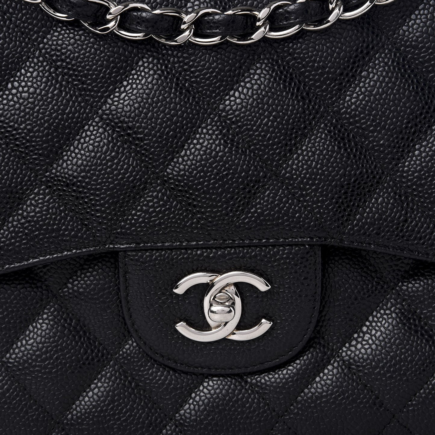 Caviar Quilted Jumbo Double Flap Black