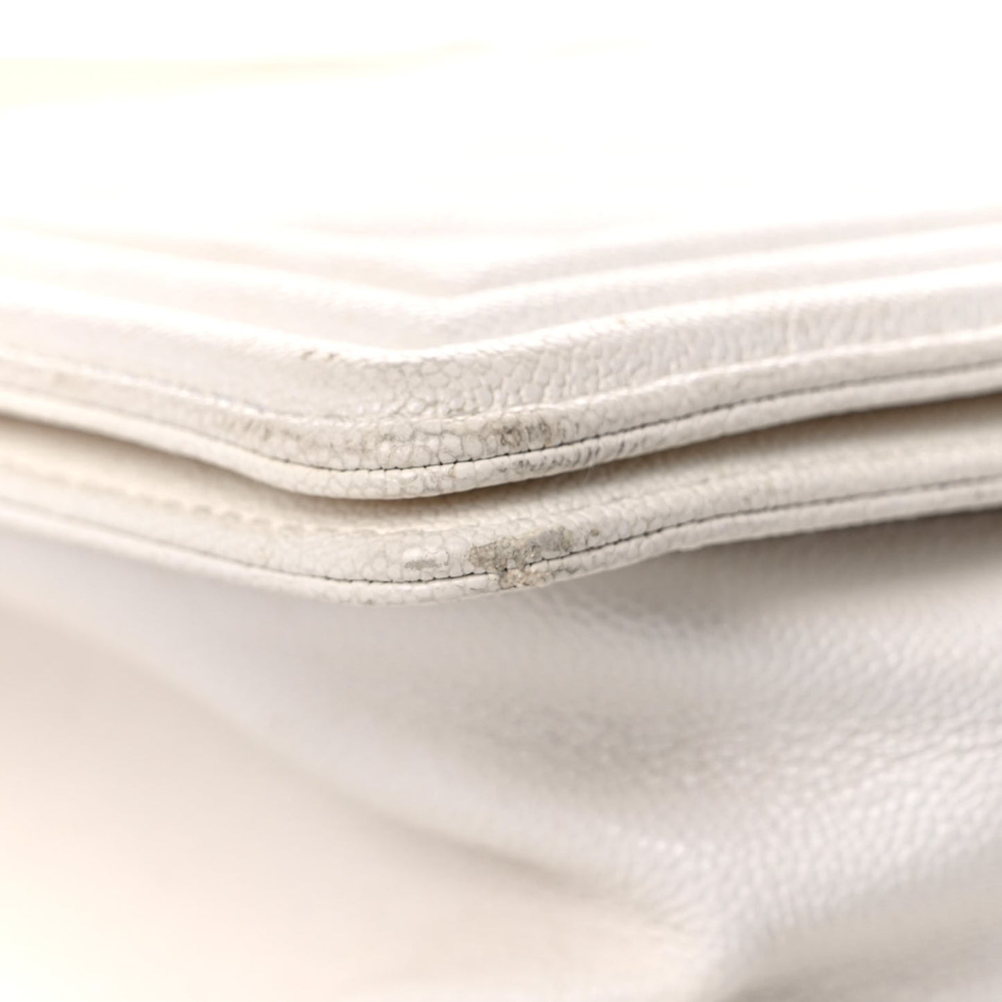 Calfskin Chevron Quilted Medium Boy Flap White