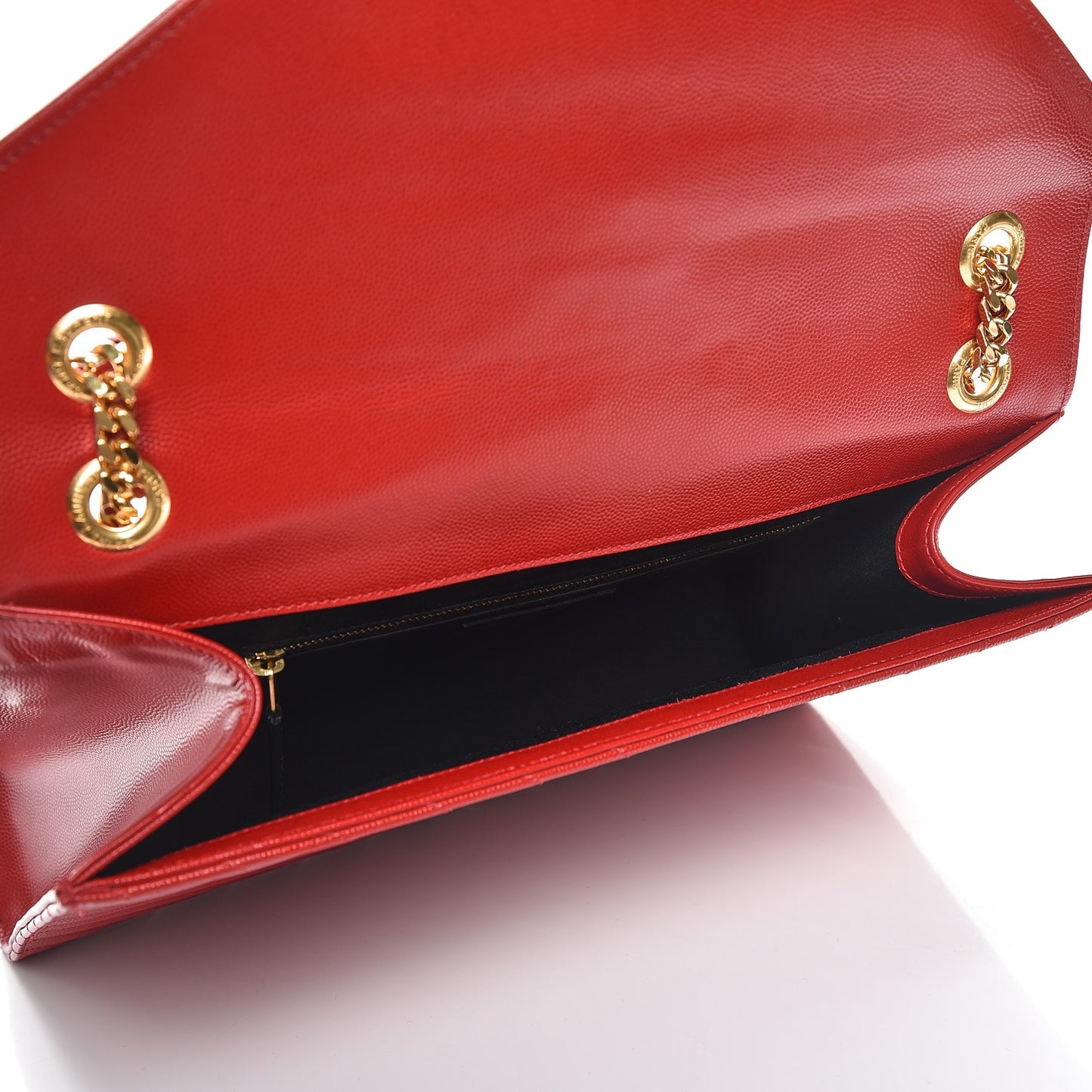 Grain De Poudre Matelasse Chevron Large Monogram Satchel Lipstick Red