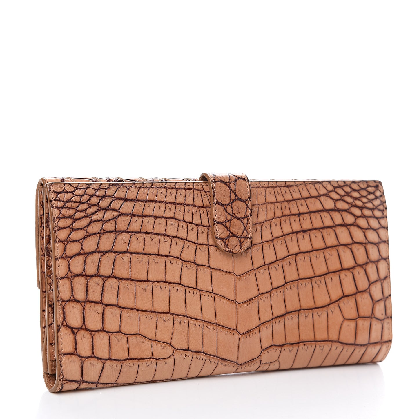 Crocodile Intrecciato Continental Wallet Light Brown