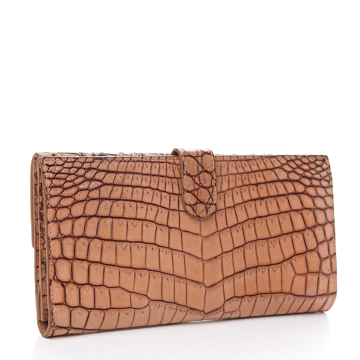 Bottega Veneta Crocodile Intrecciato Continental Wallet Light Brown 2 of 10