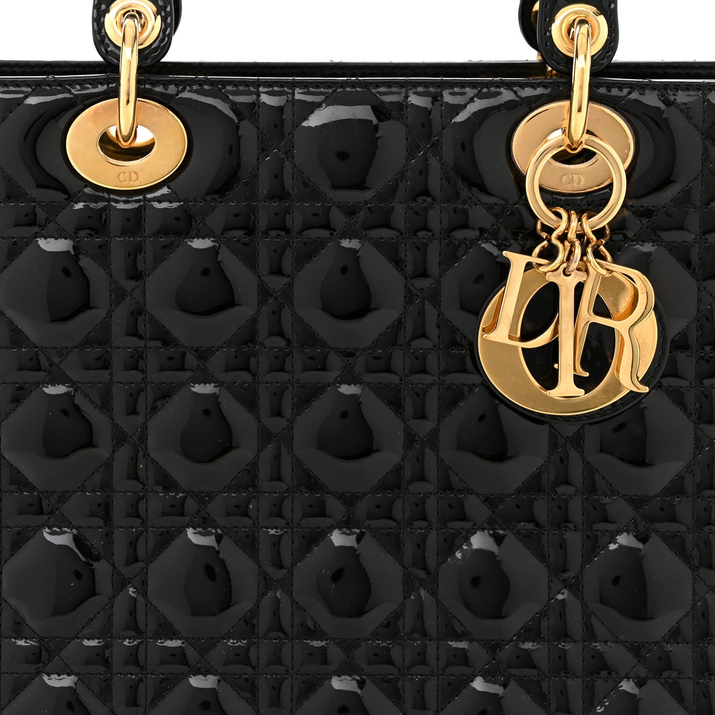 Patent Cannage Large Lady Dior Black