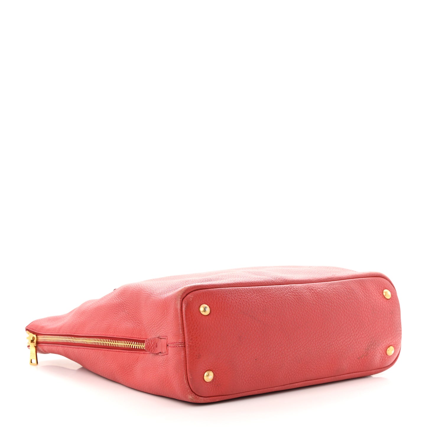 Vitello Daino Side Zip Shopper Tote Rosso