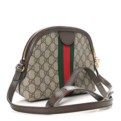 Gucci GG Supreme Monogram Textured Dollar Calfskin Web Small Ophidia Dome Shoulder Bag Beige Ebony New Acero 3 of 10