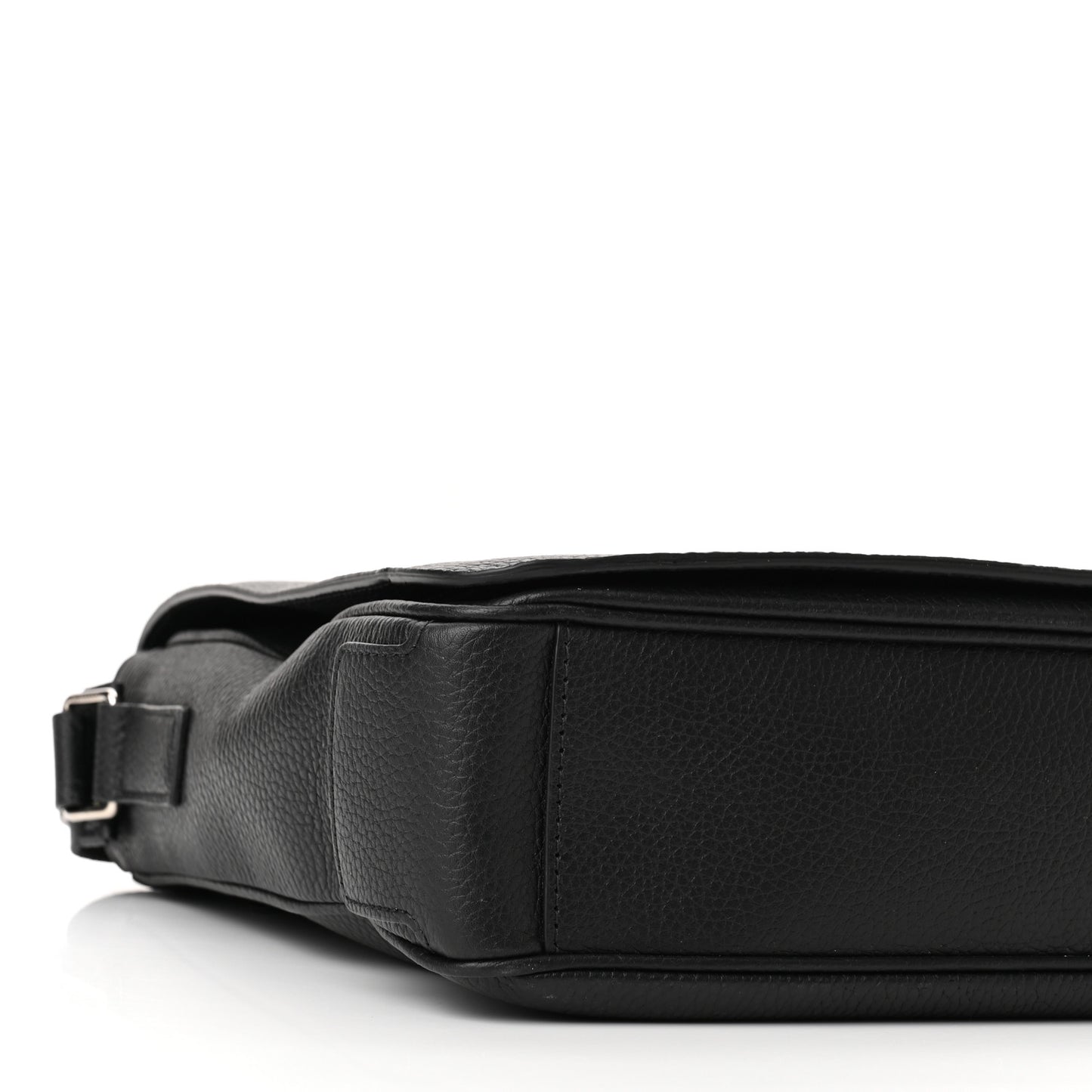 Grainy Calfskin Embossed Bruno Messenger Black