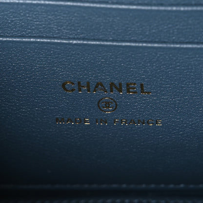 Chanel Lambskin Quilted Small Top Handle Vanity Case With Chain Blue 6 of 10