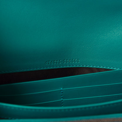 Gucci Velvet Matelasse GG Marmont Chain Wallet Pavone Cyan 8 of 10