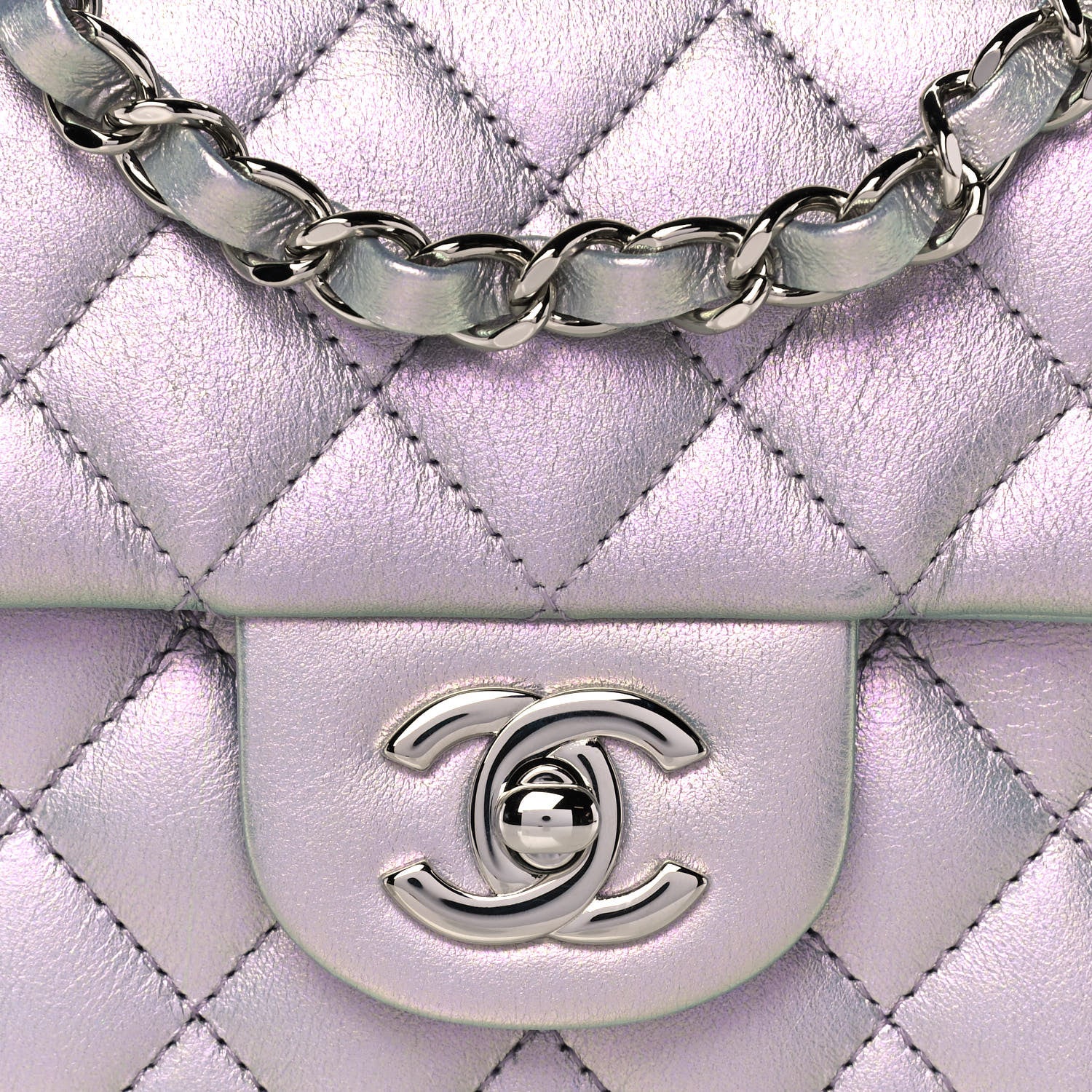 Chanel Iridescent Calfskin Quilted Mini Rectangular Flap Purple 8 of 11
