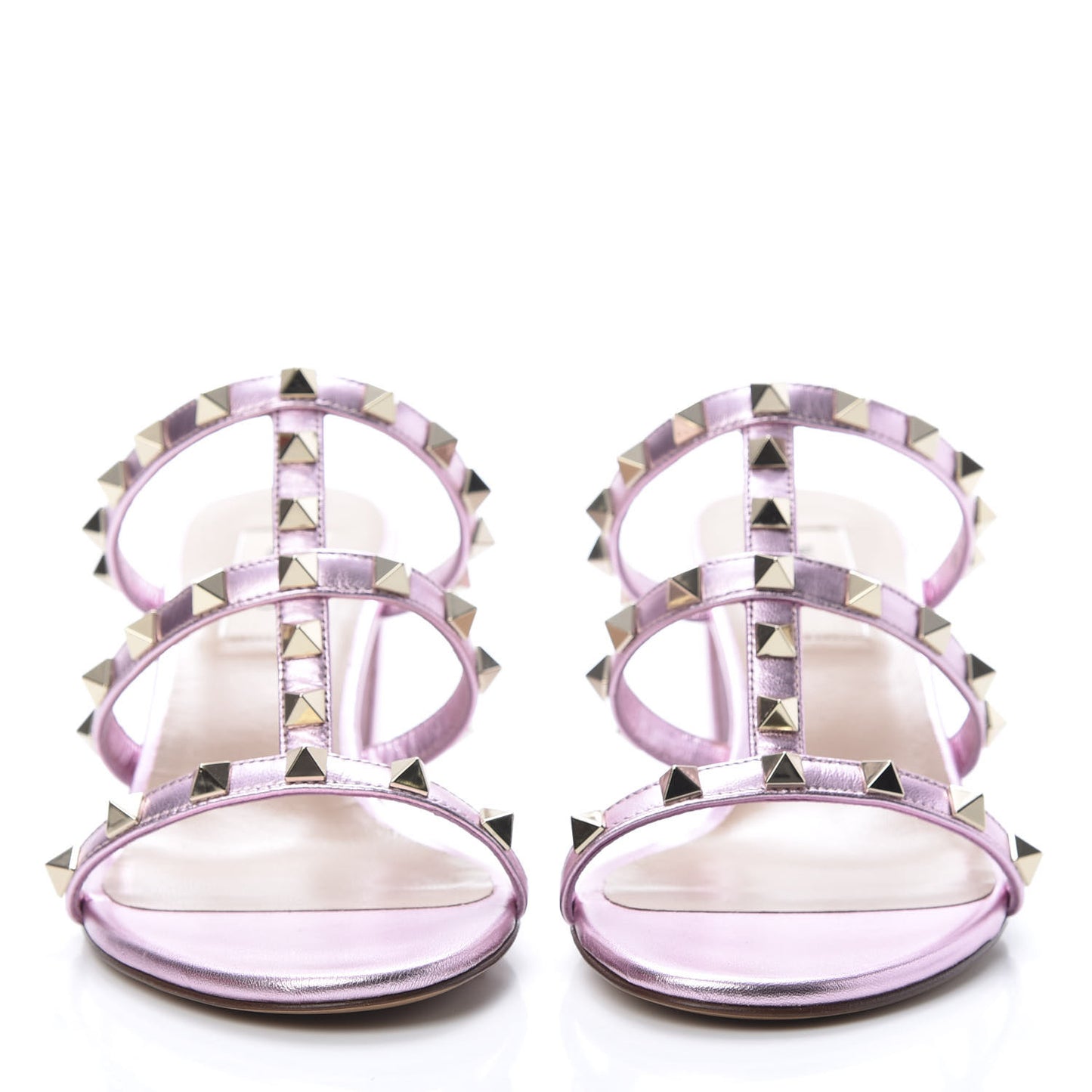 Metallic Nappa Rockstud 60mm Caged Slide Sandals 37 Giacinto