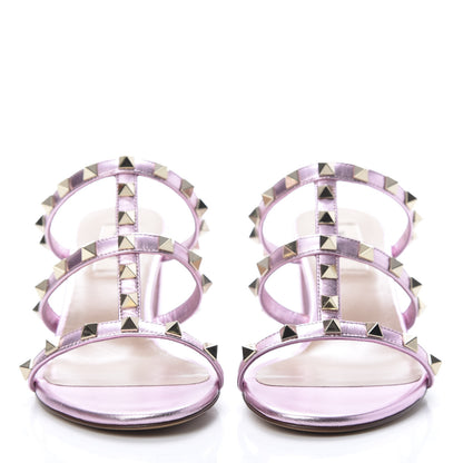 Valentino Garavani Metallic Nappa Rockstud 60mm Caged Slide Sandals 37 Giacinto 2 of 8