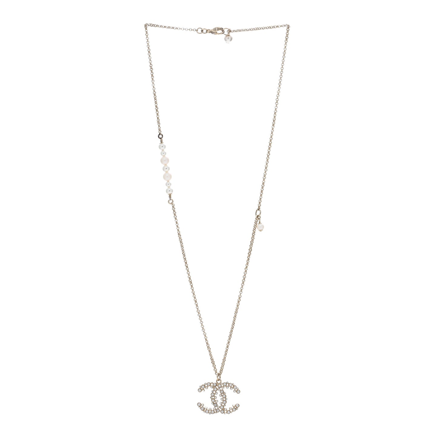 Pearl CC Pendant Necklace Gold