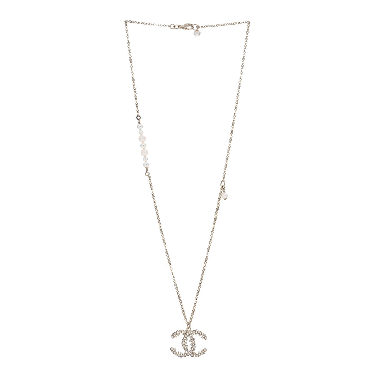 Chanel Pearl CC Pendant Necklace Gold 3 of 4