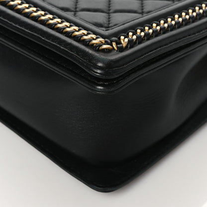 Chanel Calfskin Quilted New Medium Boy Top Handle Flap Black 9 of 10