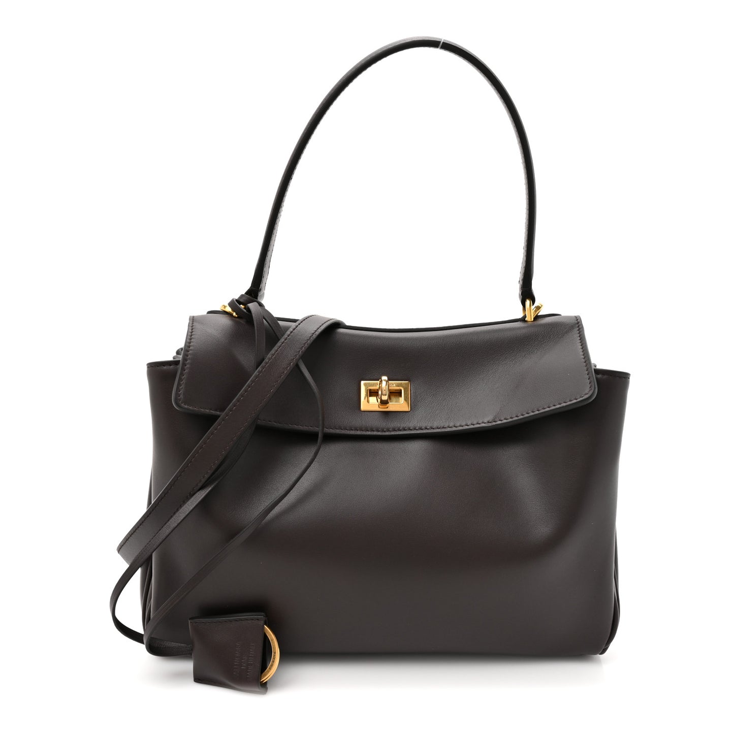 Natural Smooth Calfskin Small Rodeo Top Handle Handbag Espresso