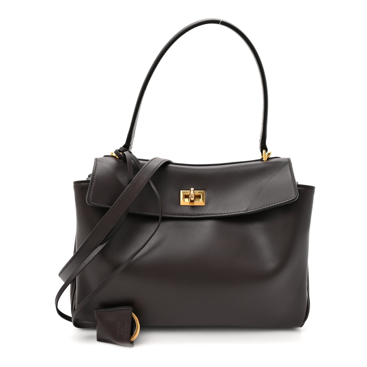 Balenciaga Natural Smooth Calfskin Small Rodeo Top Handle Handbag Espresso 1 of 10