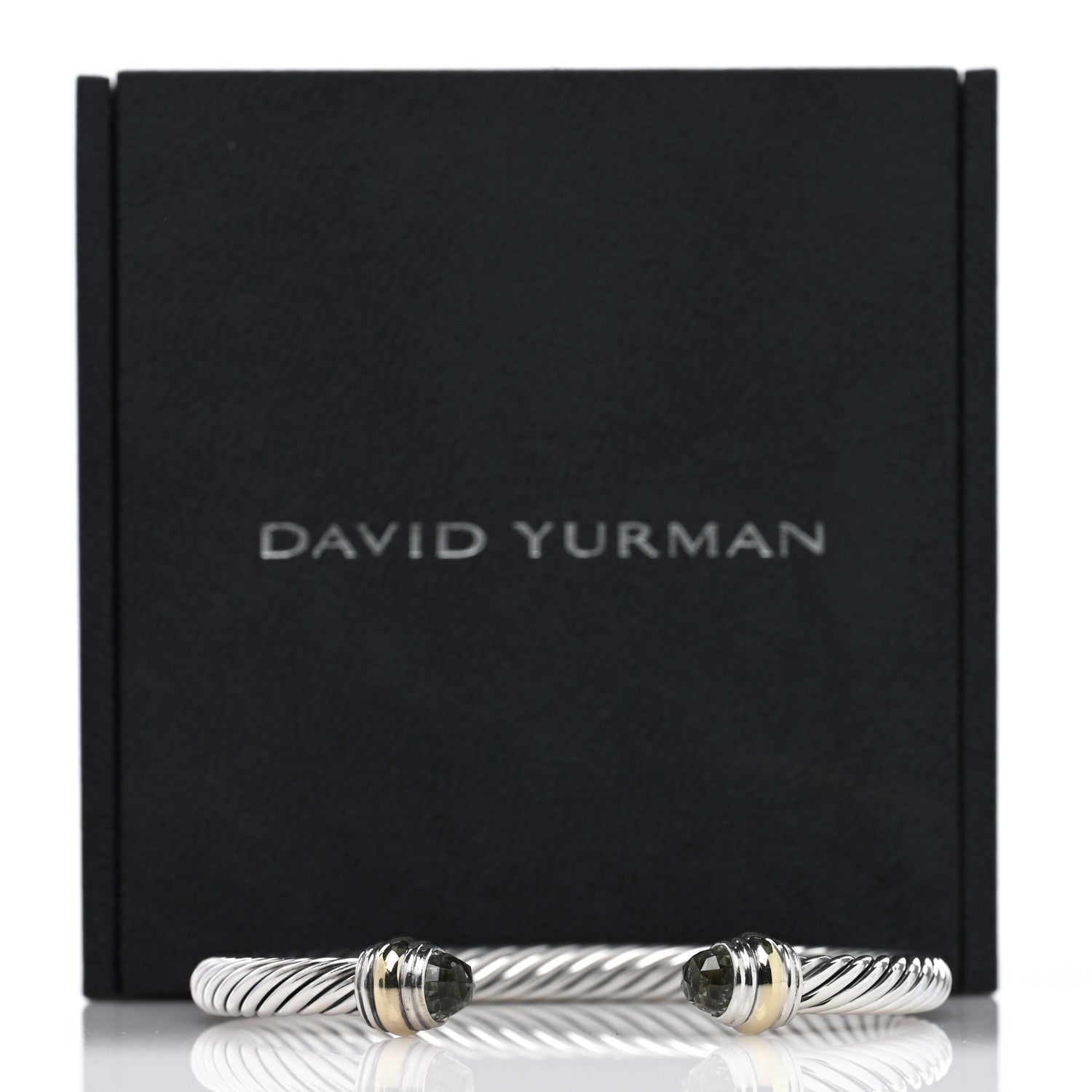 David Yurman Sterling Silver 14K Yellow Gold Prasiolite 5mm Cable Classics Bracelet 4 of 4