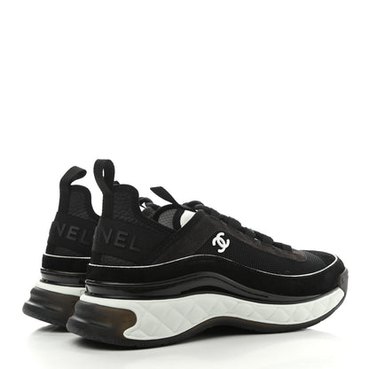 Chanel Fabric Suede CC Sneakers 38.5 Black Dark Grey 4 of 9