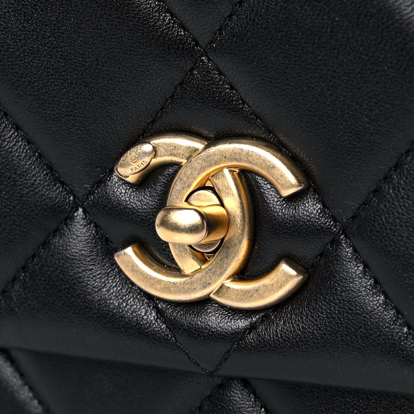 Lambskin Quilted Mini Side Note Flap Black