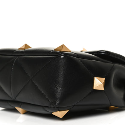 Valentino Garavani Nappa Large Roman Stud Shoulder Bag Black 10 of 10