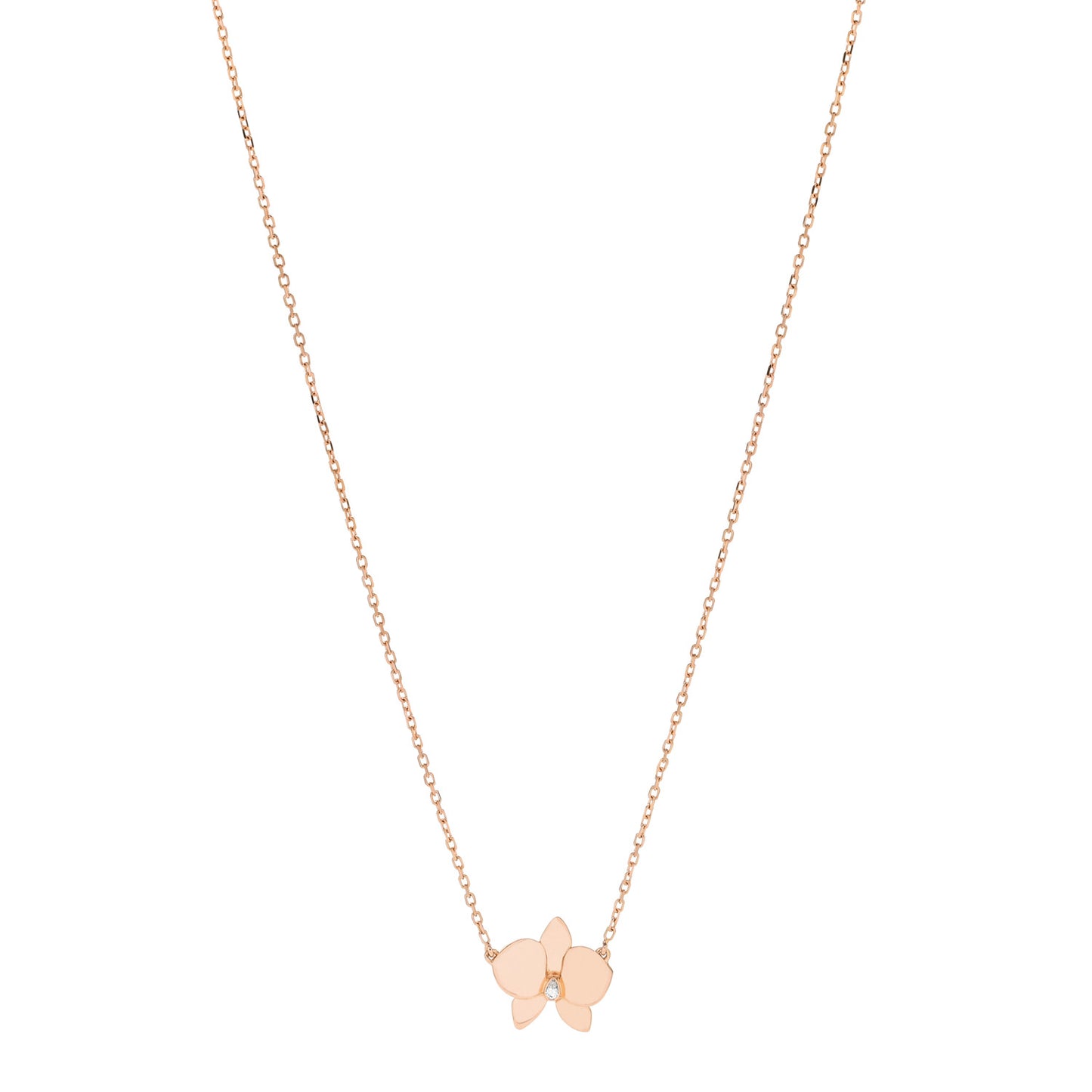 18K Pink Gold Diamond Caresse D'Orchidees Par Cartier Pendant Necklace