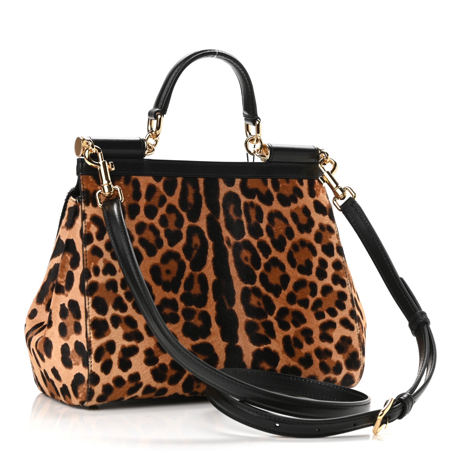 Dolce & Gabbana Calf Hair Leopard Print Miss Sicily Satchel Naturale 2 of 8