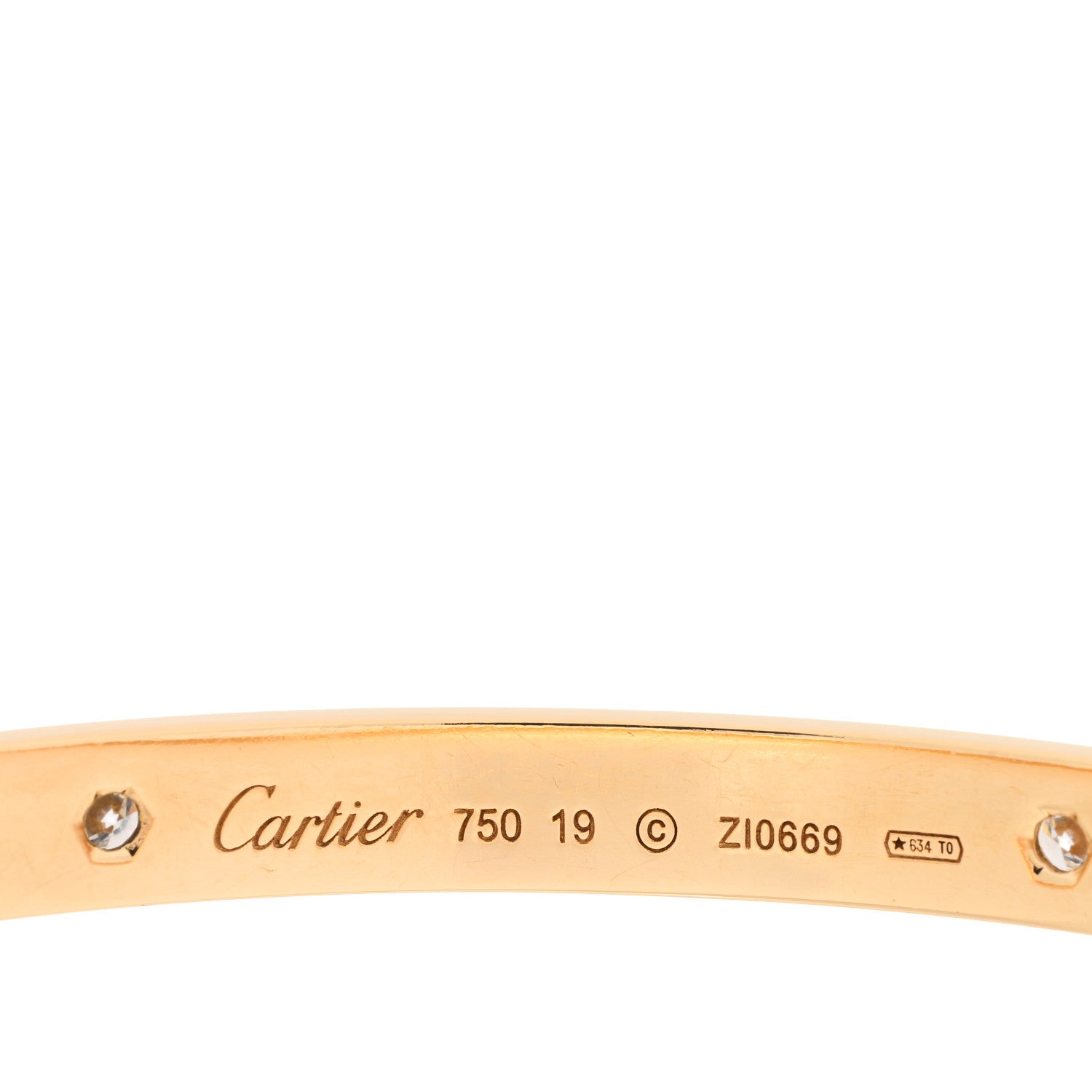 Cartier 18K Yellow Gold 4 Diamond LOVE Bracelet 19 3 of 5
