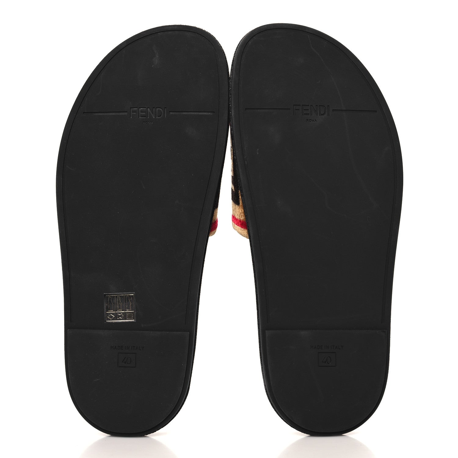 Fendi Velvet FF Flat Slide Sandals 40 Testa Di Moro Tobacco Fragola 6 of 10