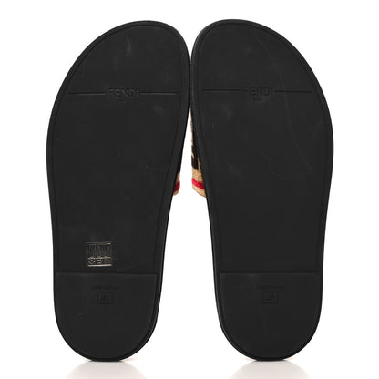 Fendi Velvet FF Flat Slide Sandals 40 Testa Di Moro Tobacco Fragola 6 of 10