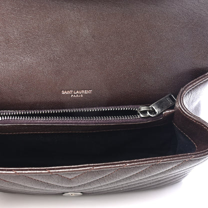 Saint Laurent Sheepskin Matelasse Chevron Monogram Medium College Bag Black Tulip 4 of 4
