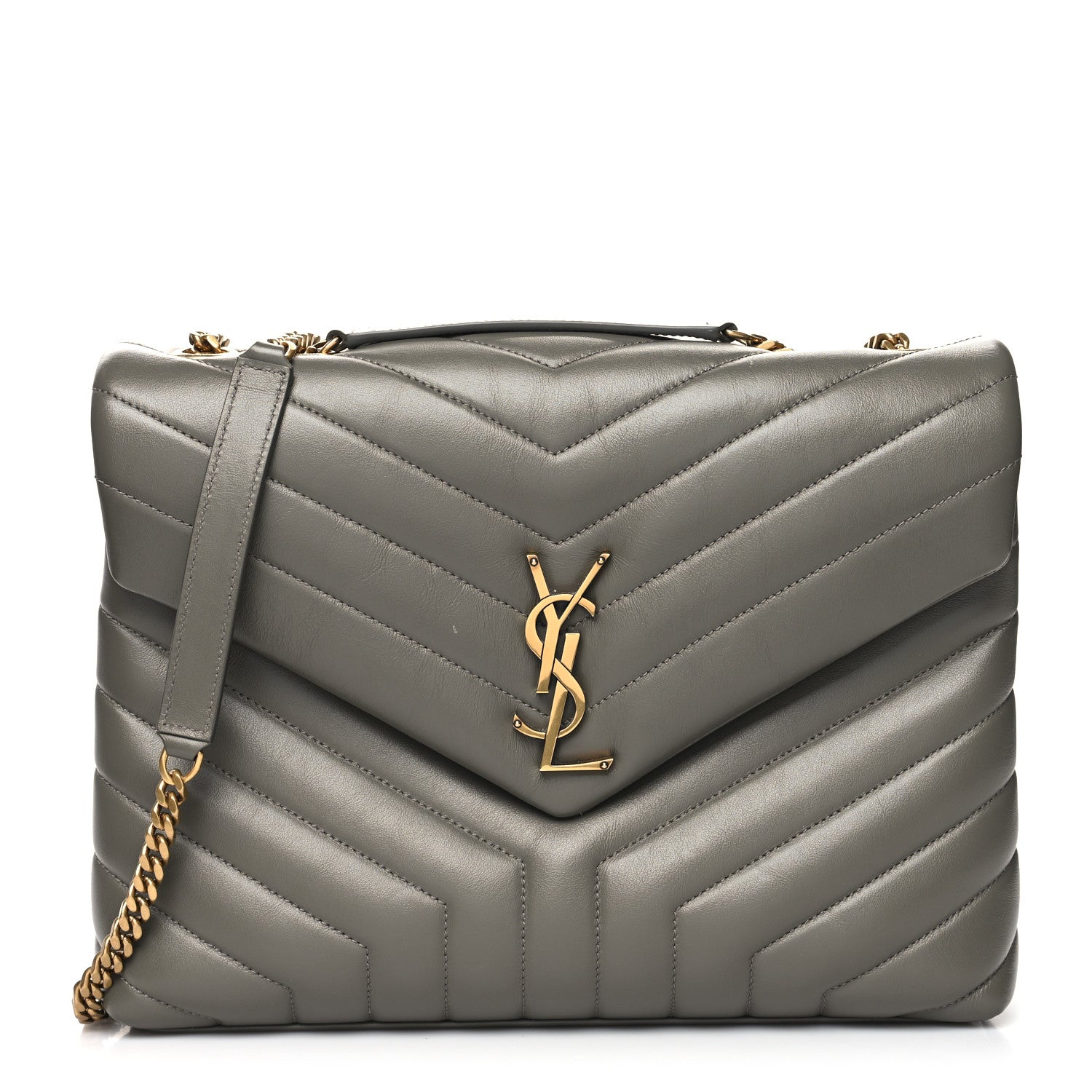 Saint Laurent Calfskin Y Quilted Monogram Medium Loulou Chain Satchel Asphalt 1 of 13