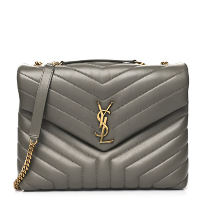 Saint Laurent Calfskin Y Quilted Monogram Medium Loulou Chain Satchel Asphalt 1 of 13