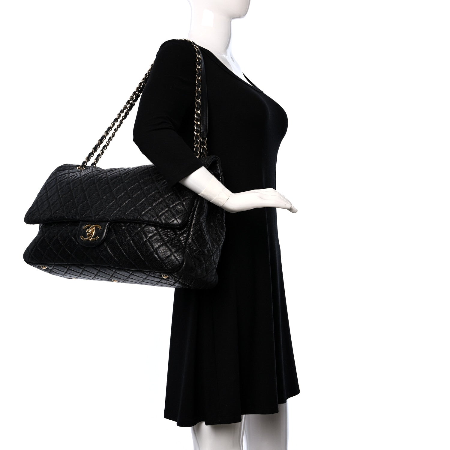 Chanel Calfskin Quilted XXL Travel Flap Bag Black 2 of 9