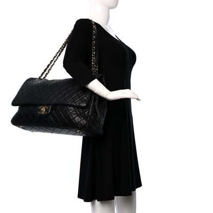 Chanel Calfskin Quilted XXL Travel Flap Bag Black 2 of 9